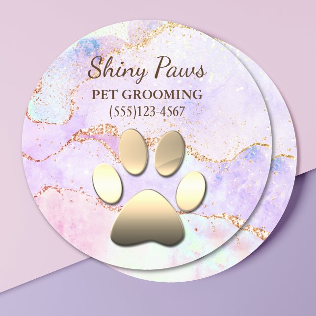 Pegatina Redonda Purpurina de lujo Perro Paw Mascota Grooming (Subido por el creador)
