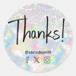 Pegatina Redonda purpurina de opal de faux holograph