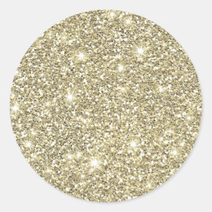 Pegatina Redonda Purpurina de oro blanco falso Moda elegante