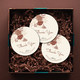 Pegatina Redonda Purpurina de oro de lino acuarela floral Favor de 