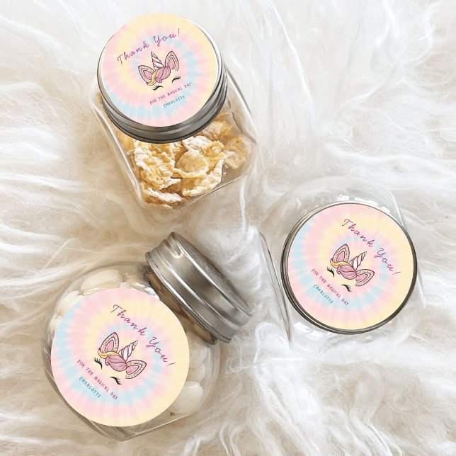 Pegatina Redonda Purpurina de oro de tintes de tintes de unicornio  (Subido por el creador)