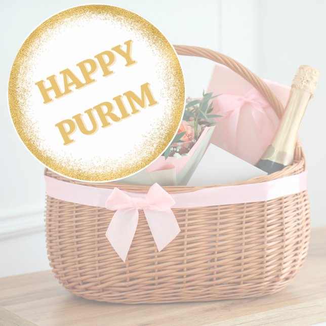 Pegatina Redonda Purpurina de oro elegante purim (Subido por el creador)