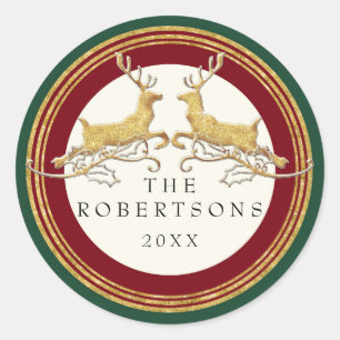 Pegatina Redonda Purpurina de oro falso reno moderno personalizado