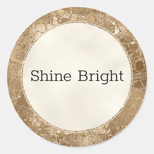 Pegatina Redonda Purpurina de oro Glitz Giraffe Print (Anverso)