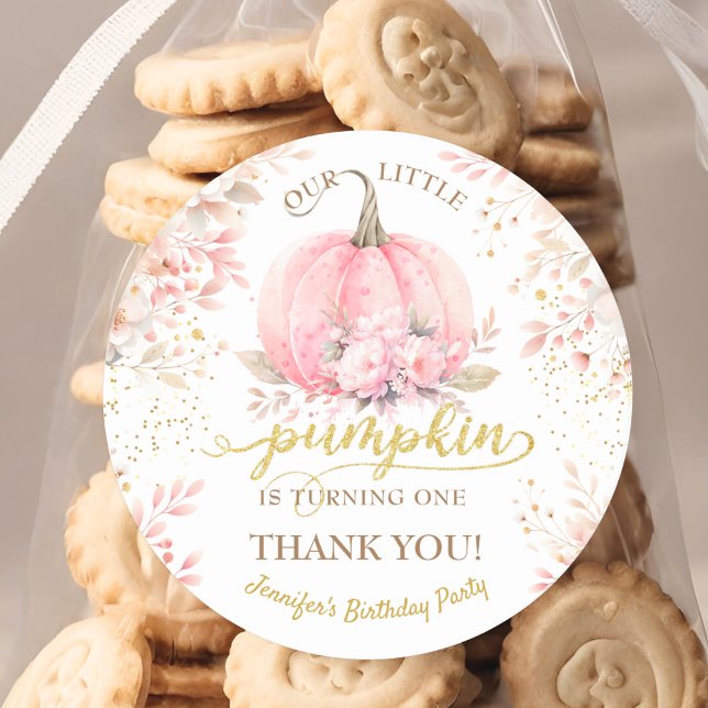 Pegatina Redonda Purpurina de oro Rosa Chica Floral Calabaza Primer (Subido por el creador)