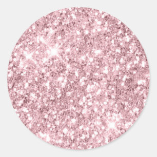Pegatina Redonda Purpurina de oro Sparkly Pink Blank