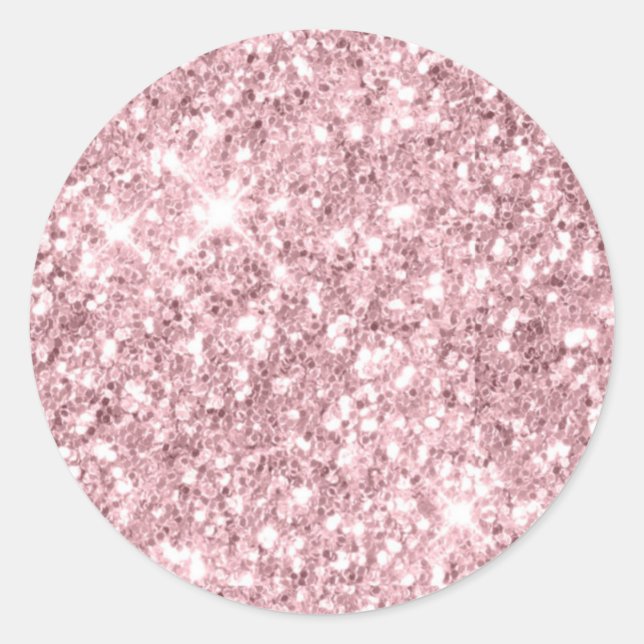 Pegatina Redonda Purpurina de oro Sparkly Pink Blank (Anverso)