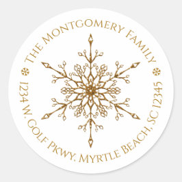 Pegatina Redonda Purpurina de oro Vacaciones de Navidades elegantes