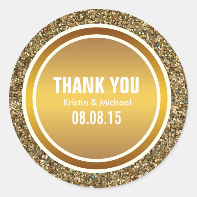 Pegatina Redonda Purpurina de oro y Pegatinas de la ronda de etique (Anverso)