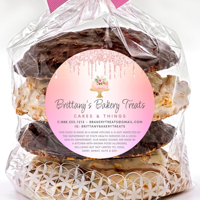 Pegatina Redonda Purpurina de panadería rosa de Rubor Rainbow Ombre (Subido por el creador)