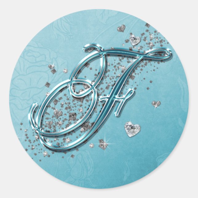 Pegatina Redonda Purpurina de plata azul verde azulado Guión Texto  (Anverso)