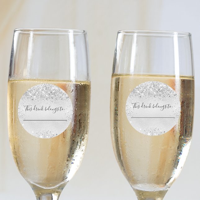 Pegatina Redonda Purpurina de plata de cumpleaños esta bebida perte (Subido por el creador)