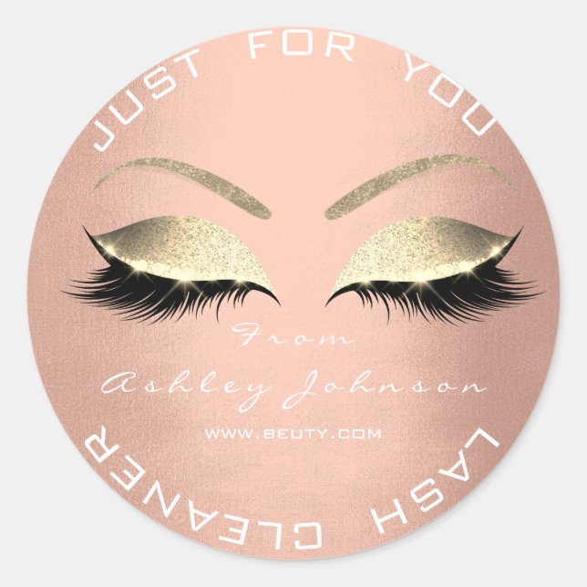 Pegatina Redonda Purpurina de Salón de Belleza Blanca Rubor Limpiad (Anverso)