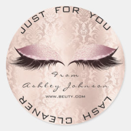 Pegatina Redonda Purpurina de salón de damasquín rosado SPA Limpiad