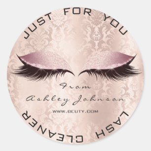 Pegatina Redonda Purpurina de salón de damasquín rosado SPA Limpiad
