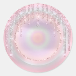 Pegatina Redonda Purpurina de taladros Dulce 16 Holograph Pastel de