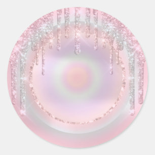 Pegatina Redonda Purpurina de taladros Dulce 16 Holograph Pastel de