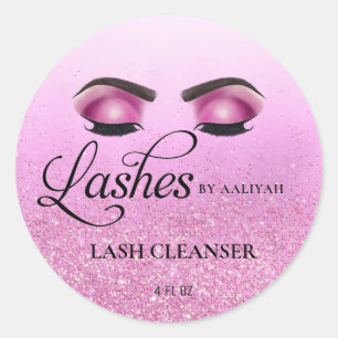 Pegatina Redonda Purpurina de vidrio rosa caliente Lash Bath Shampo