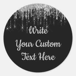 Pegatina Redonda Purpurina del partido de cumpleaños de aniversario