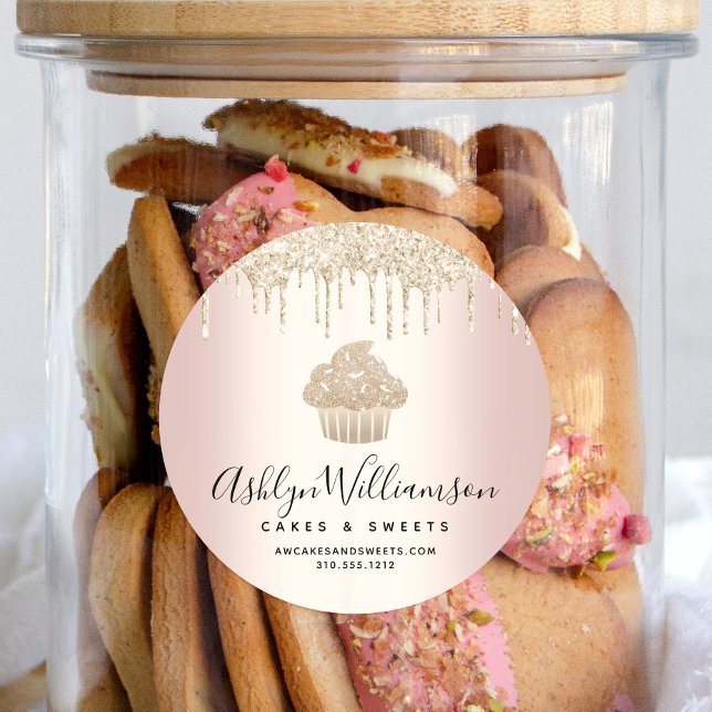 Pegatina Redonda Purpurina del pastel de oro gotea pastelería Chef  (Subido por el creador)