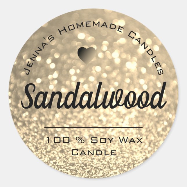 Pegatina Redonda Purpurina Dorado Elegante Sencillo Velas (Anverso)