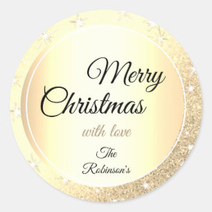 Pegatina Redonda Purpurina dorado luminoso Sparkle Gold Effect Xmas
