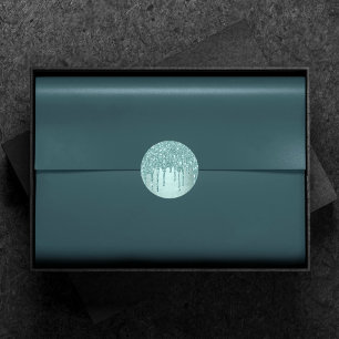 Pegatina Redonda Purpurina Drin Luxe   Par de fusión Verde azulada 