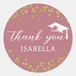 Pegatina Redonda Purpurina Dust Confetti Graduación Gracias