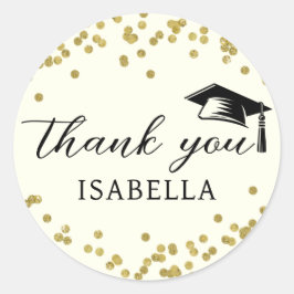 Pegatina Redonda Purpurina Dust Confetti Graduación Gracias Clásico