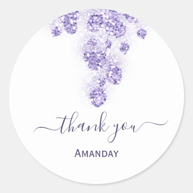 Pegatina Redonda Purpurina floral gotea dulce de novia16th gracias  (Anverso)