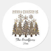 Purpurina Glam Gold Leopard Imprimir árboles Navid