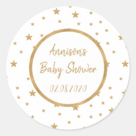 Pegatina Redonda Purpurina Gold Star personalizado Sparkle Baby Sho
