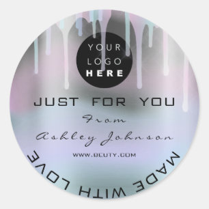 Pegatina Redonda Purpurina Gracias Holografía Perforaciones Metaliz