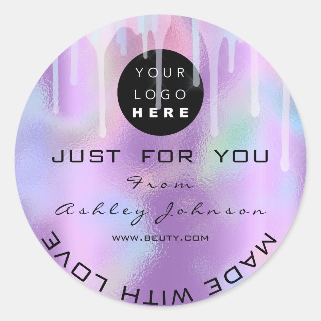 Pegatina Redonda Purpurina Gracias Holografía Perforaciones únicas  (Anverso)