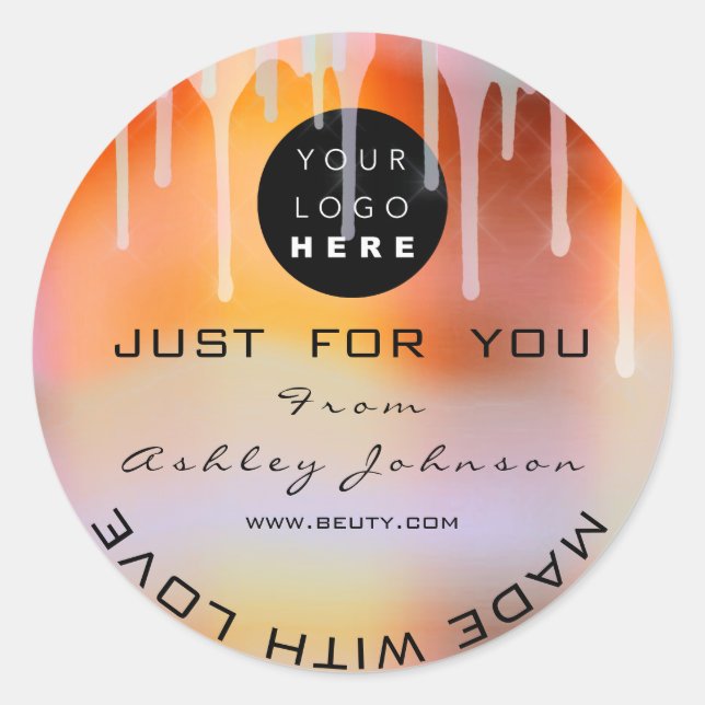 Pegatina Redonda Purpurina Gracias Holograph Metalizado Drial (Anverso)