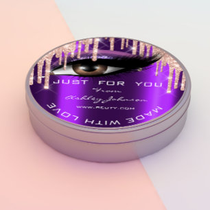 Pegatina Redonda Purpurina Gracias Rosa Eyelash Púrpura Con Amor