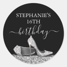 Purpurina High Heel 16th Birthday Silver Favor