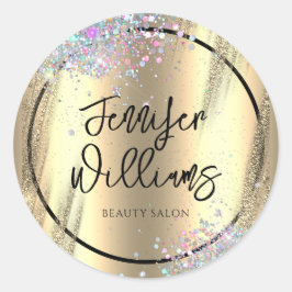 Pegatina Redonda Purpurina holográfico moderno Relieve metalizado F