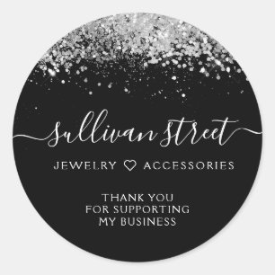 Pegatina Redonda Purpurina Holográfico Pequeña Empresa Gracias