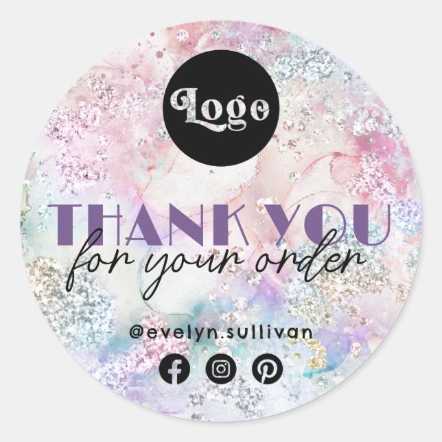 Pegatina Redonda Purpurina irlandés falso acuarela (Anverso)