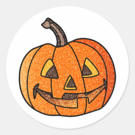 Pegatina Redonda Purpurina Jack O'Lantern
