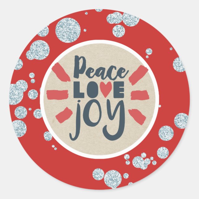 Pegatina Redonda PURPURINA Kraft Holiday Navidades de PEACE LOVE JO (Anverso)