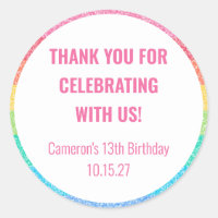 Purpurina lindo Personalizado arcoiris Cumpleaños 