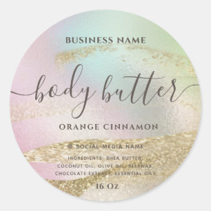 Pegatina Redonda Purpurina líquido holográfico oro escritura modern