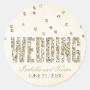 Pegatina Redonda Purpurina Look Confetti Dots Boda