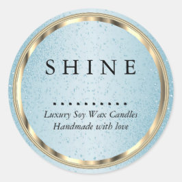 Pegatina Redonda Purpurina metálico de oro y azul