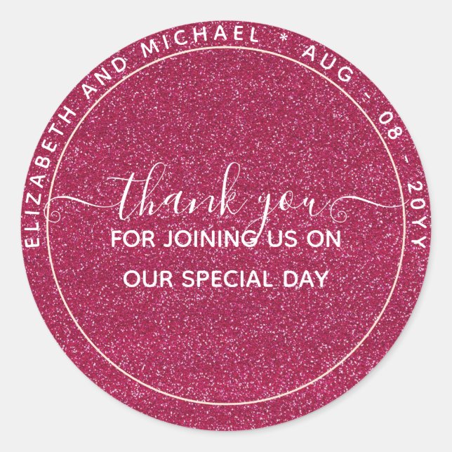 Pegatina Redonda Purpurina Mira Gracias A FAVOR GIFT CUALQUIER EVEN (Anverso)