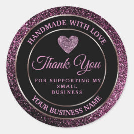 Pegatina Redonda purpurina morado oscuro gracias palo redondo clási