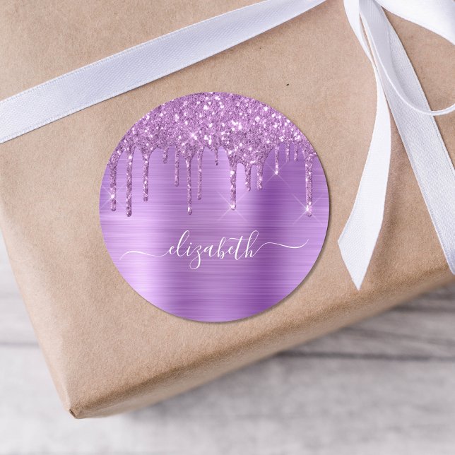 Pegatina Redonda Purpurina morado personalizado (Subido por el creador)