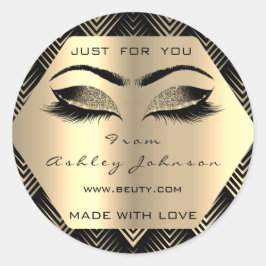 Pegatina Redonda Purpurina Negro Champaigne Sepia Gold hecho con am